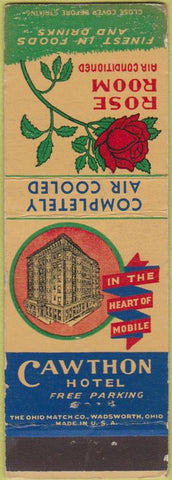 Matchbook Cover - Cawthon Hotel Mobile AL