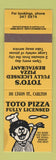 Matchbook Cover - Toto Pizza Carlton Australia SAMPLE WEAR
