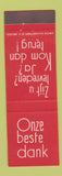 Matchbook Cover - Thanks and Come Again Union Allumettiere Brussels Belgium