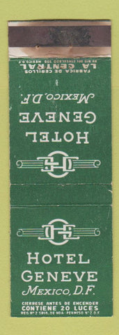 Matchbook Cover - Hotel Geneve Mexico DF La Central WORN