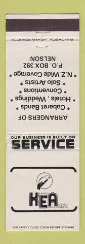 Matchbook Cover - KEA Kinraid Agency Entertainment Nelson New Zealand
