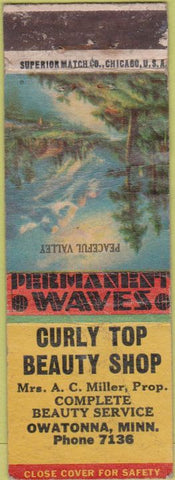 Matchbook Cover - Curly Top Beauty Shop Owatonna MN POOR