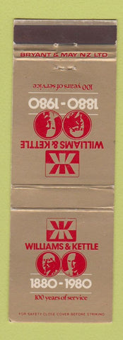 Matchbook Cover - Williams & Kettle New Zealand 1980