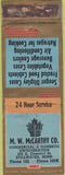 Matchbook Cover - MW McCarthy Refrigeration Stillwater MN POOR