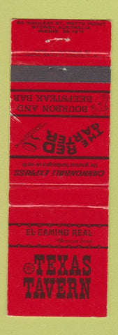 Matchbook Cover - Texas Tavern Sydney Australia Red Garter