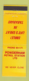 Matchbook Cover - Powderham Petrol oil gas New Zealand