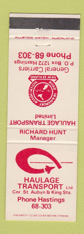 Matchbook Cover - Haulage Transport trucking Hastings New Zealand