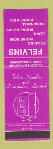 Matchbook Cover - Felvins Hardware Feilding Levin Parapamau New Zealand