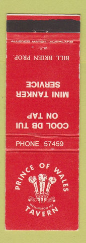 Matchbook Cover - Prince of Wales Tavern Wellington New Zealand