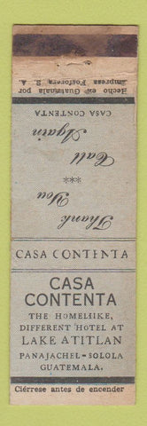 Matchbook Cover - Casa Contenta Panajachel Solola Guatemala WORN