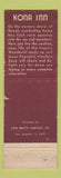 Matchbook Cover - Kona Inn Kailua Hawaii