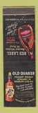 Matchbook Cover - Old Quaker Whisky Schenley's New York City