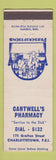 Matchbook Cover - Cantwell's Drug Pharmacy Charlottetown PEI PE