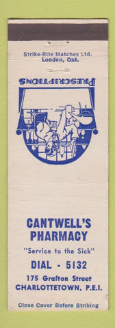 Matchbook Cover - Cantwell's Drug Pharmacy Charlottetown PEI PE