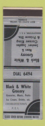 Matchbook Cover - Black & White Grocery Charlottetown PEI PE WEAR