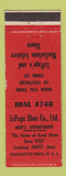 Matchbook Cover - LePAge Shoe Company Charlottetown PEI PE