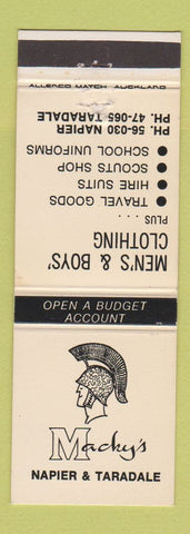 Matchbook Cover - Macky's Clothes Napier Taradale New Zealand