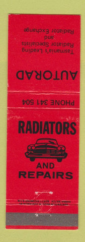 Matchbook Cover - Autorad Radiator Tasmania Australia