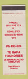 Matchbook Cover - Te Rapa Foundries Hamilton New Zealand castings