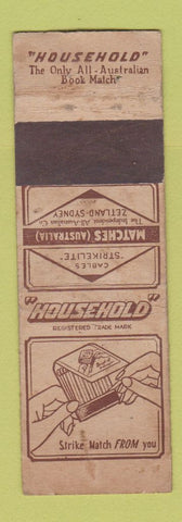 Matchbook Cover - Household Matches Zetland Sydney Australia WEAR