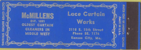 Matchbook Cover - McMillens Cleaners Lace Curtain Works Kansas City MO