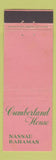 Matchbook Cover - Cumberland House Nassau Bahamas