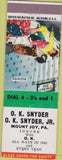 Matchbook Cover - OK Snyder Insurance Mount Joy PA