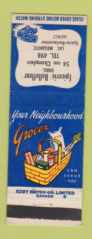 Matchbook Cover - Epicerie Bellefleur Lac Megantic QC grocery