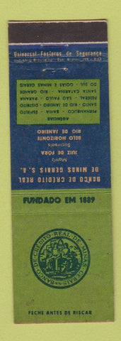 Matchbook Cover - Banco De Credito Real De Minas Rio De Janeiro Brazil