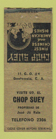 Matchbook Cover - Chop Suey Guatemala BOBTAIL