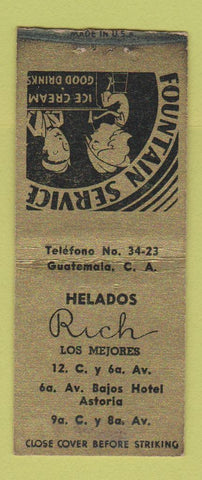 Matchbook Cover - Helados Rich Astoria Guatemala BOBTAIL