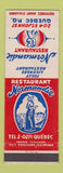 Matchbook Cover - Normandie Restaurant Quebec QC girlie