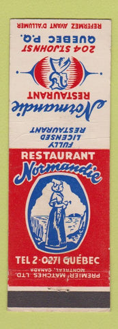 Matchbook Cover - Normandie Restaurant Quebec QC girlie