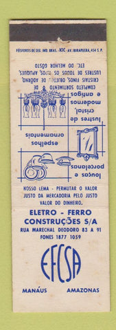 Matchbook Cover - Eletro Ferro Construcoes Manaus Amazonas Brazil