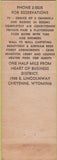 Matchbook Cover - Minnehaha Motor Lodge Cheyenne WY