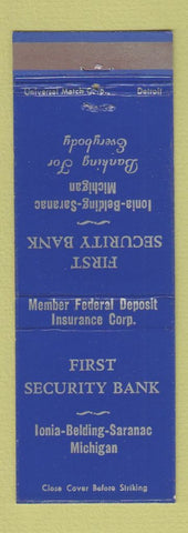 Matchbook Cover - First Security Bank Ionia Belding Saranac MI
