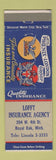Matchbook Cover - Lofft Insurance Agency Royal Oak MI CREASE