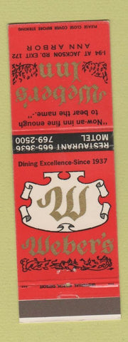 Matchbook Cover - Weber's Inn Ann Arbor MI