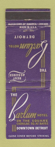 Matchbook Cover - Barlum Hotel Detroit MI