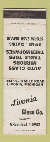 Matchbook Cover - Livonia Glass Company MI
