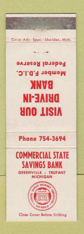 Matchbook Cover - Commercial State Savings Bank Greenville Trufant MI