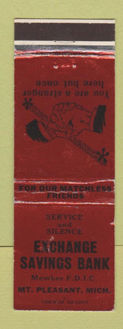 Matchbook Cover - Exchange Savings Bank Mount Pleasant MI RED WEAR