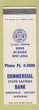 Matchbook Cover - Commercial State Savings Bank Greenville Trufant MI