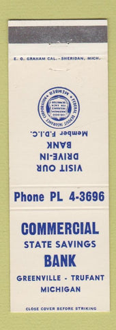 Matchbook Cover - Commercial State Savings Bank Greenville Trufant MI