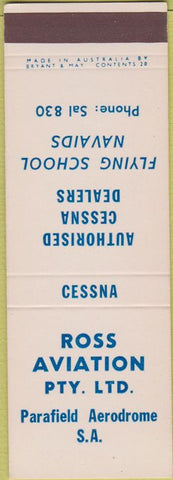 Matchbook Cover - Ross Aviation Parafield Aerodrome Austraila Cessna
