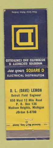 Matchbook Cover - Square D Electrical Distributors Madison Heights MI WEAR