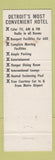 Matchbook Cover - Hilton Hotel Detroit MI Airport WEAR