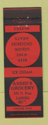 Matchbook Cover - Assid's Grocery Lansing MI