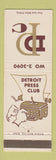 Matchbook Cover - Detroit MI Press Club