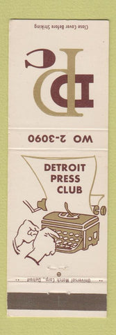 Matchbook Cover - Detroit MI Press Club